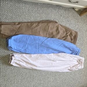 Kids' Jogger Pants Set - Brown, Blue, and Cream. $20 for all 3